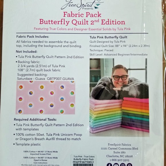 BUTTERFLY 2.0 Quilt by Tula Pink -Pattern and Fabric Pack Bundle Limited Edition - Picture 4 of 6